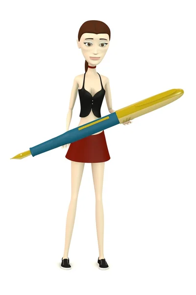 3d renderização de personagem de desenho animado com caneta — Fotografia de Stock