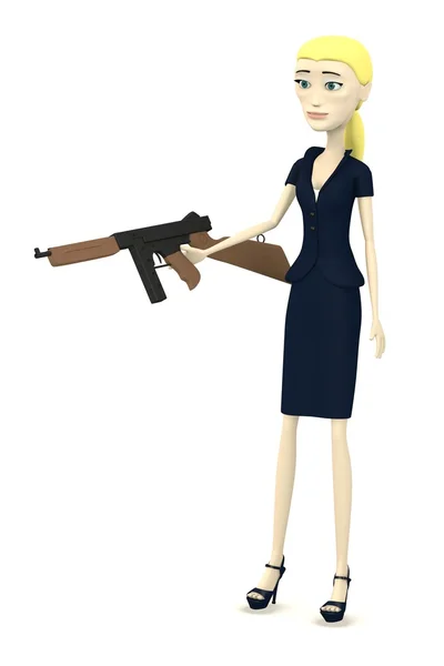 3d renderizado de personaje de dibujos animados con arma — Foto de Stock