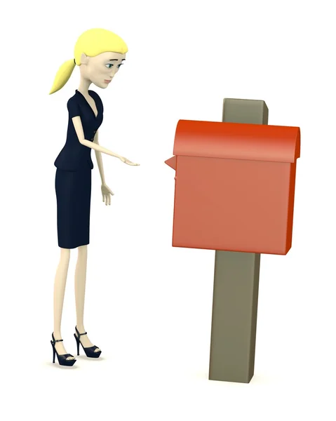 3d render of cartoon character with mailbox — Stock Photo, Image