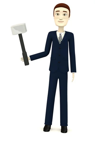 3d renderização de personagem de desenho animado com martelo para carne — Fotografia de Stock