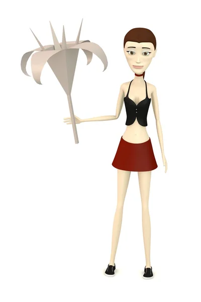 3d renderizado de personaje de dibujos animados con planta de origami — Foto de Stock