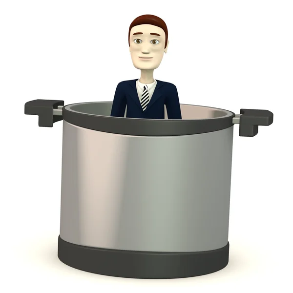 3D візуалізація персонажа мультфільму в горщику — стокове фото