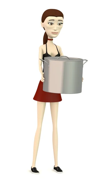 3D-Darstellung von Cartoon-Charakter mit Topf — Stockfoto