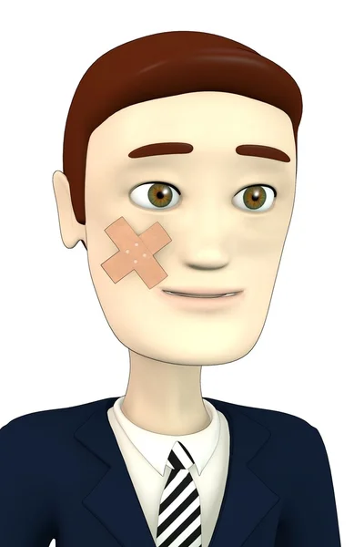 3D візуалізація мультиплікаційного персонажа з гіпсом — стокове фото
