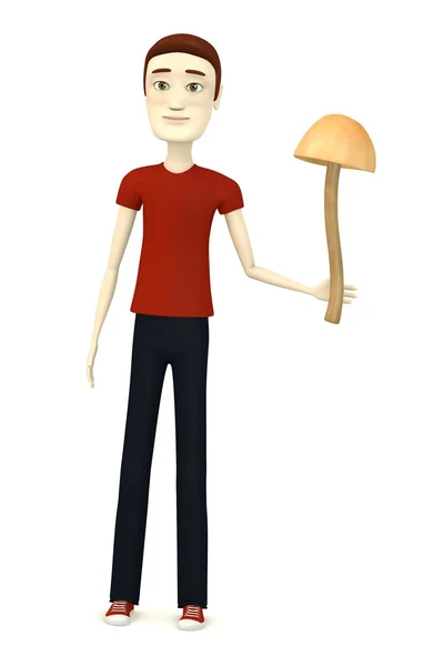3d render of cartoon character with psathyrella — Stock Photo, Image