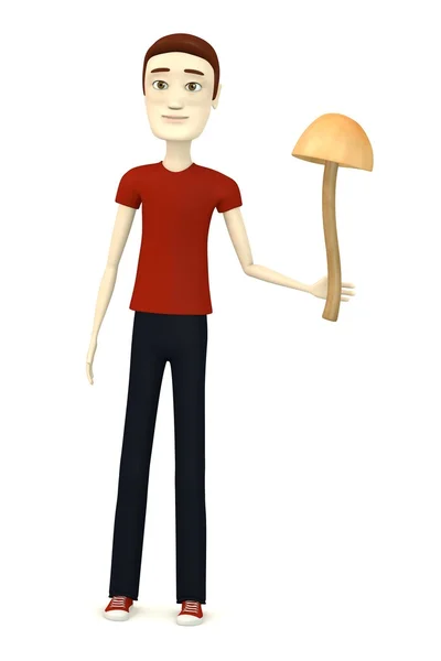 Renderização 3d de personagem de desenho animado com psathyrella — Fotografia de Stock