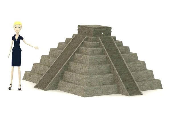 3D κινουμένων σχεδίων characer με pyramide καθιστούν — Φωτογραφία Αρχείου