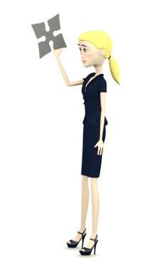 3D render shuriken ile çizgi film karakteri
