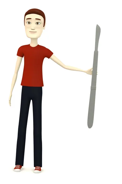 3D визуализация персонажа мультфильма с хирургическим инструментом — стоковое фото