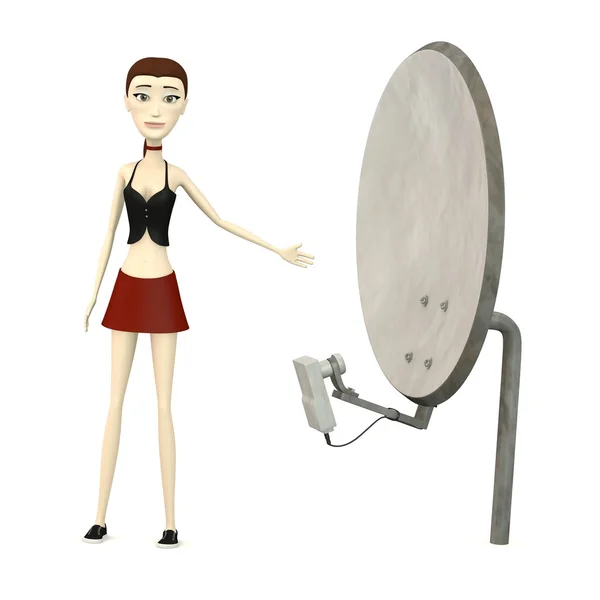 3d renderização de personagem de desenho animado com satelita — Fotografia de Stock