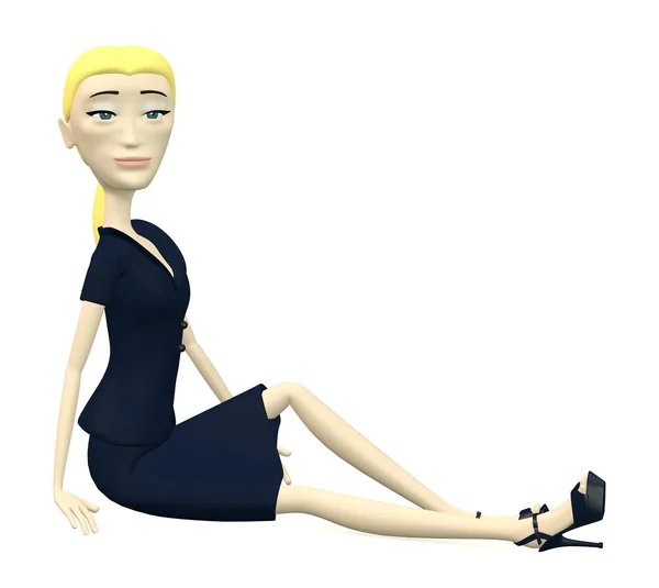 Cartoon businesswoman - sit — Stock Photo, Image