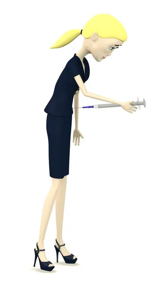 3d renderizado de personaje de dibujos animados con aguja — Foto de Stock