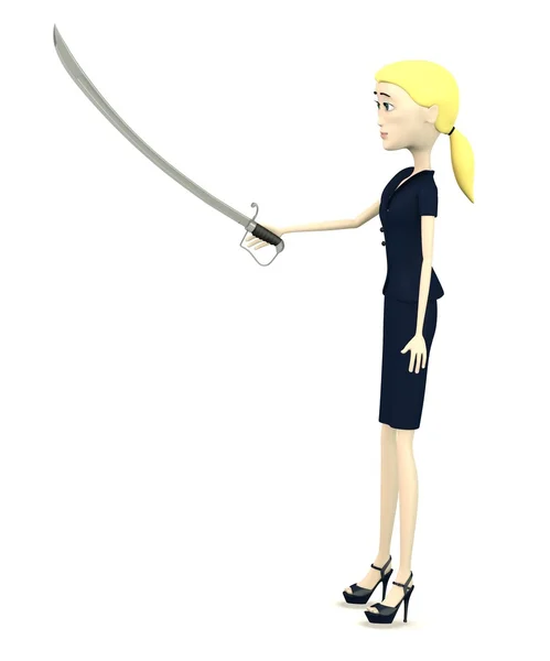 3d renderizado de personaje de dibujos animados con sable — Foto de Stock