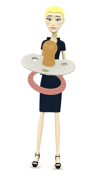 3D візуалізація мультиплікаційного персонажа з дитячим соусом — стокове фото
