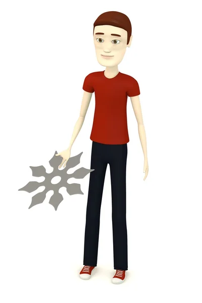 3D візуалізація мультиплікаційного персонажа з Шурікеном — стокове фото
