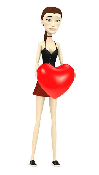 3d render of cartoon character with heart — Stock Photo, Image