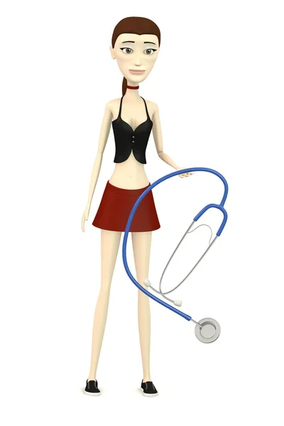 3d render of cartoon character with stethoscope — Stock Photo, Image