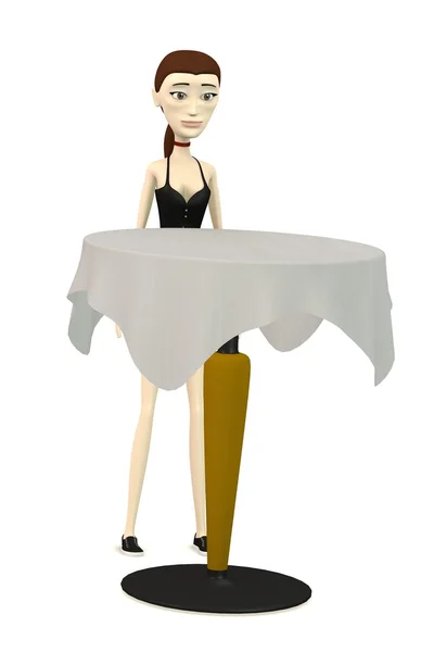 3d renderizado de personaje de dibujos animados con mesa — Foto de Stock