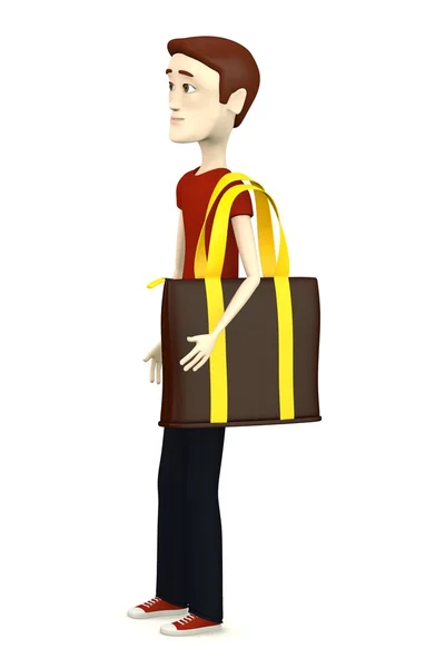 3d render of cartoon character with shopping bag — Stock Photo, Image