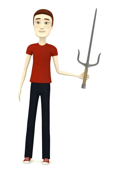 3D візуалізація мультиплікаційного персонажа зі зброєю Саї — стокове фото