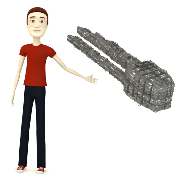 Uzay gemisi ile çizgi film karakteri 3D render — Stok fotoğraf