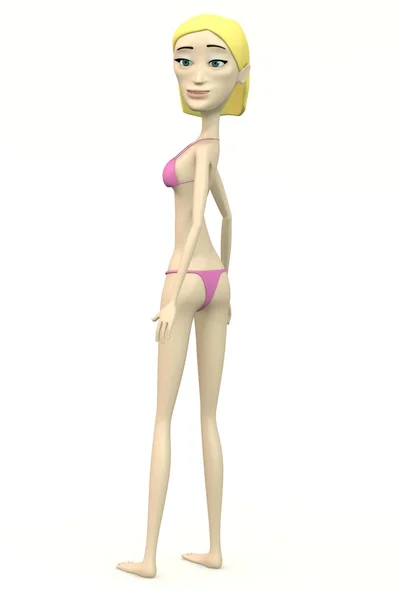 Cartoon female character in swimsuit - sexy — Stock Photo, Image