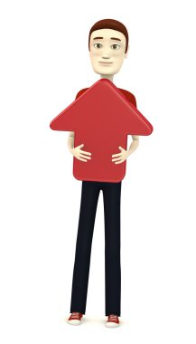 çizgi film karakteri ok - upload simgesi ile 3D render