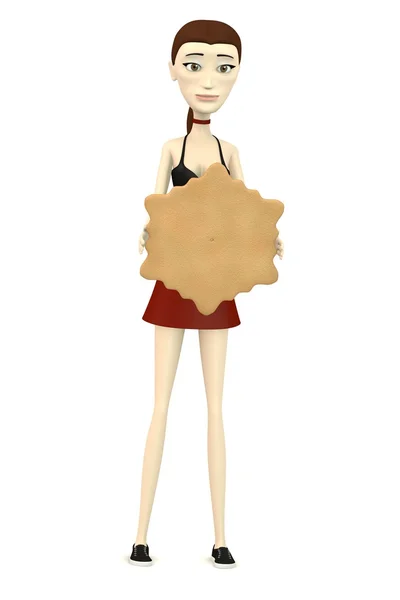 Çizgi film karakteri bisküvi ile 3D görüntü — Stok fotoğraf