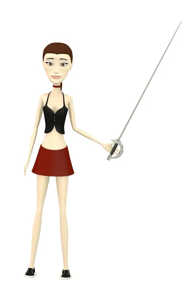 3d renderização de personagem de desenho animado com rapier — Fotografia de Stock