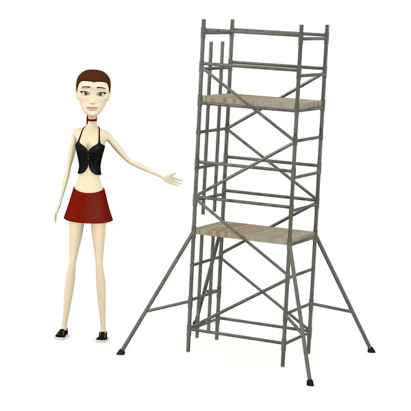 3d render of cartoon character with scaffolding — Stock Photo, Image