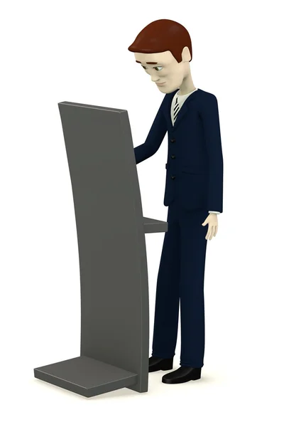 3D визуализация персонажа мультфильма с терминалом — стоковое фото