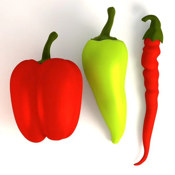 3d renderizado de pimienta conjunto de verduras — Foto de Stock
