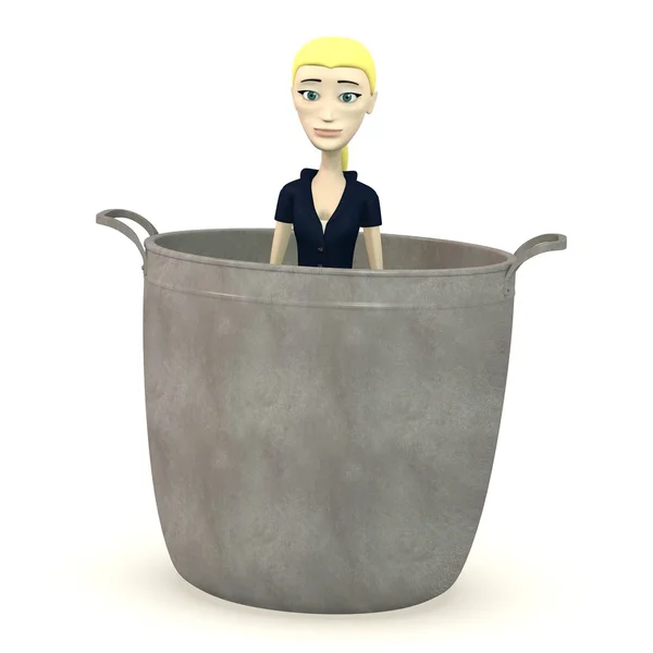 3d render of cartoon character in pot — Stock Photo, Image