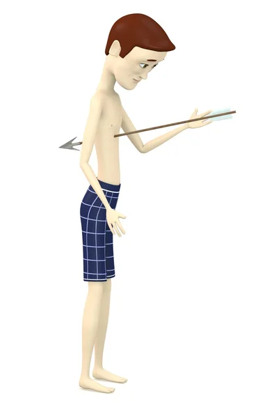 3D візуалізація мультиплікаційного персонажа зі стрілкою — стокове фото