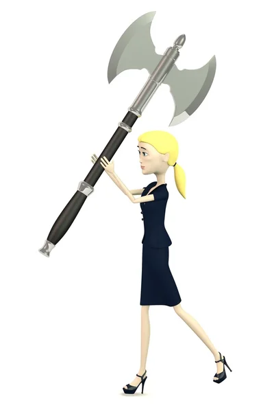 3d render of cartoon character with axe — Stock Photo, Image