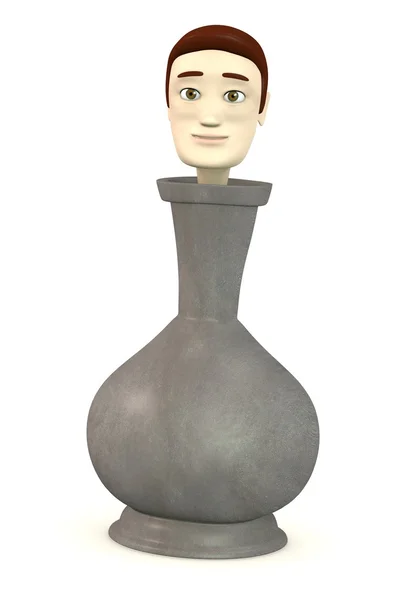 3D-Darstellung der Zeichentrickfigur in der Vase — Stockfoto