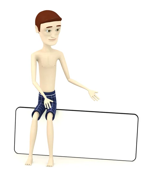 3d render of male swimmer with empty board — Stock Photo, Image