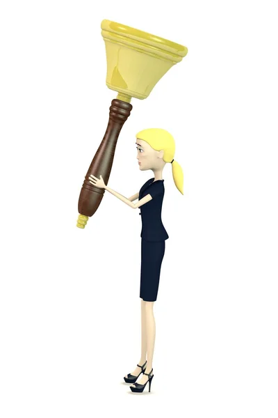 3D візуалізація мультиплікаційного персонажа з дзвоном — стокове фото