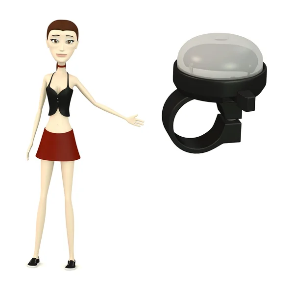 3D візуалізація мультиплікаційного персонажа з велосипедним дзвінком — стокове фото