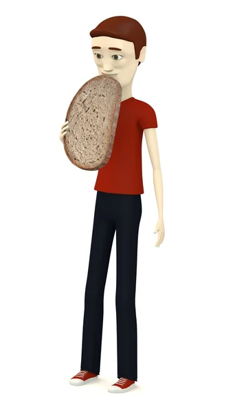 3d render of cartoon character with bread — Stock Photo, Image