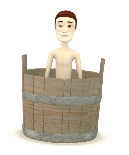 3d render of cartoon character in bucket — Stock Photo, Image