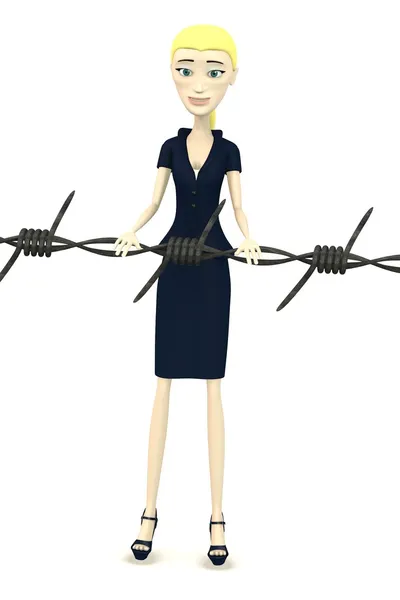 3d render of cartoon character with barbed wire — Stock Photo, Image