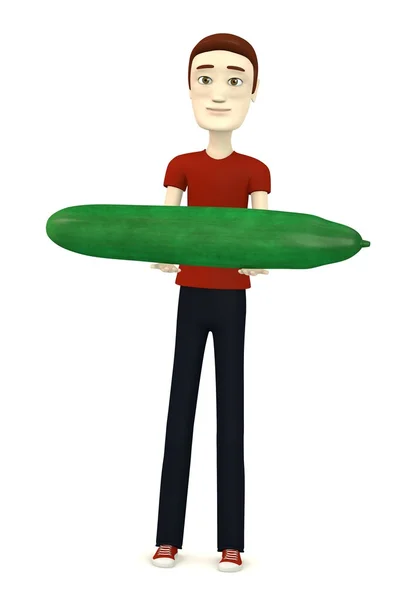 3d render of cartoon character with cucumber — Stock Photo, Image