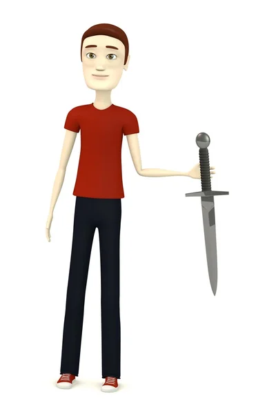 3d render of cartoon character with dagger — Stock Photo, Image