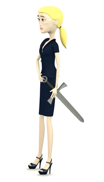 3D візуалізація мультиплікаційного персонажа з кинджалом — стокове фото