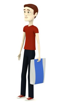 3D render deterjan ile çizgi film karakteri