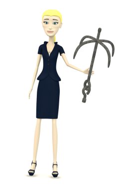 3d render of cartoon character with hook
