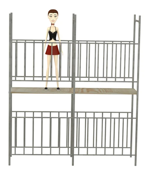 3d renderizado de personaje de dibujos animados con andamios — Foto de Stock