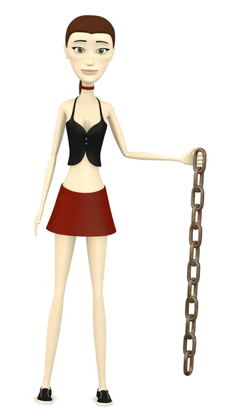 3d render of cartoon character with chain — Stock Photo, Image