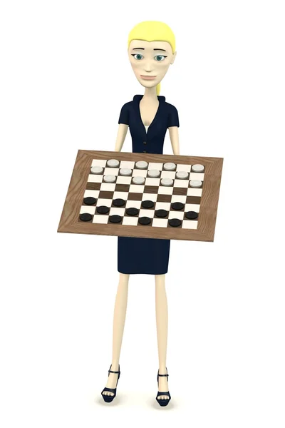 3d render of cartoon character with checkers — Stock Photo, Image